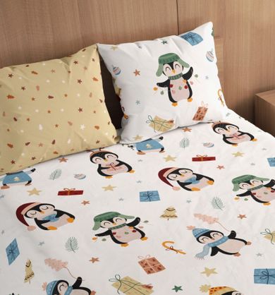 Scandic, Pingwinki, 2-częściowy komplet pościeli świątecznej, 140-200 cm