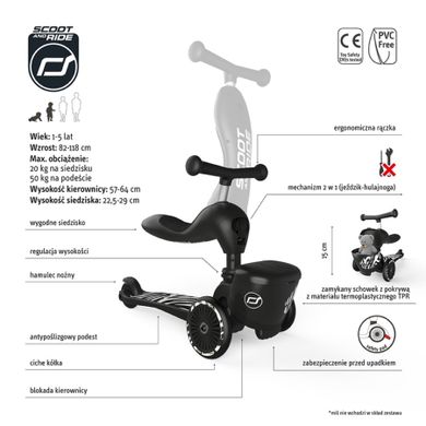 Scoot & Ride, Highwaykick 1, Lifestyle, jeździk i hulajnoga 2w1, Zebra