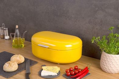 Secret de Gourmet, metalowy chlebak, retro żółty, 40-25-17 cm