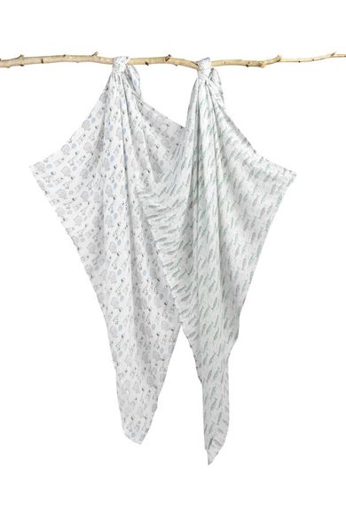 Sensillo, otulacz bambusowy, Słonie + Ocean, 120-120 cm, 2 szt.