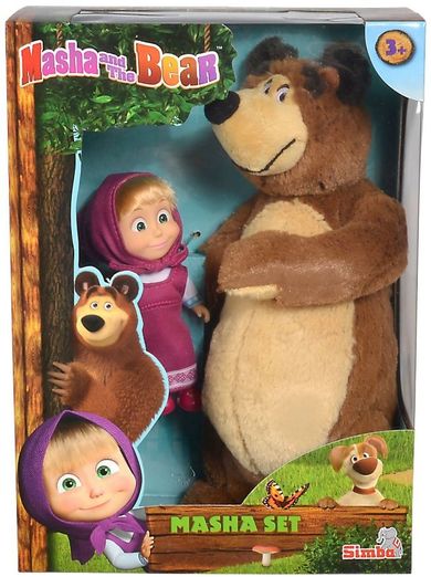 Simba, Masza i Niedźwiedź, lalka i miś, zestaw