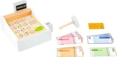 Small Foot, drewniana kasa fiskalna z terminalem, zestaw do zabawy