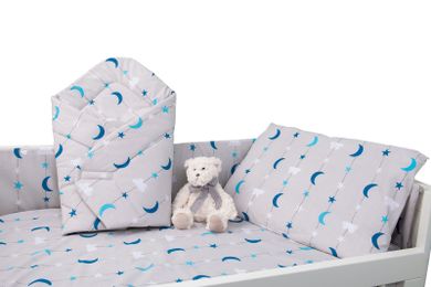 Smiki, Moonbaby, ochraniacz do łóżeczka, niebieski, 30-170 cm