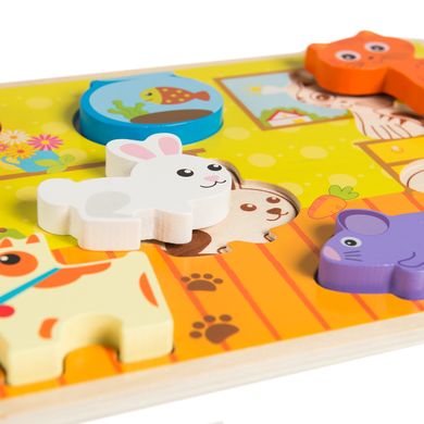 Smiki, puzzle drewniane, zwierzęta domowe, 7 elementów