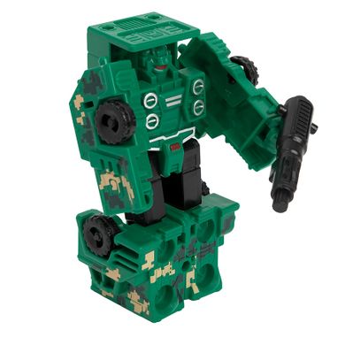 Smiki, samochód wojskowy, robot transformujący, zielony
