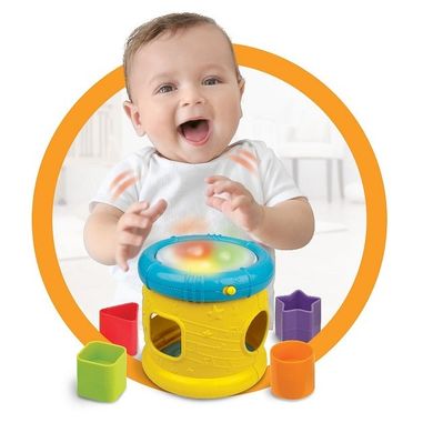 Smily Play, 2w1, świecący bębenek, sorter, 4 klocki