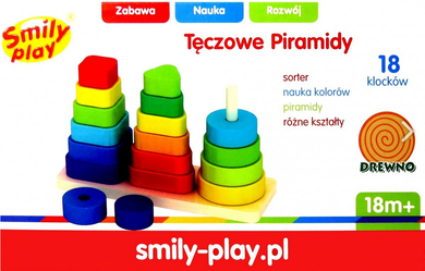 Smily Play, Tęczowe Piramidy, sorter, zabawka edukacyjna