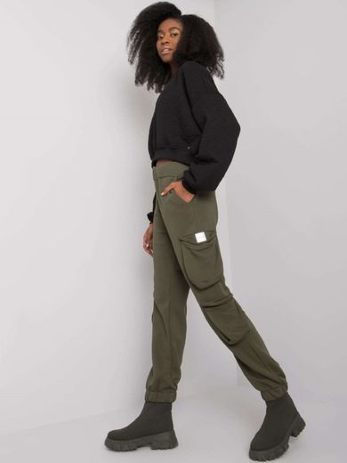 Spodnie dresowe damskie, khaki, Rue Paris