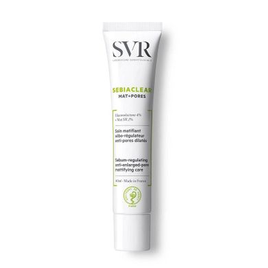 SVR, Sebiaclear Mat+Pores, krem matujący regulujący wydzielanie sebum i zwężający pory, 40 ml
