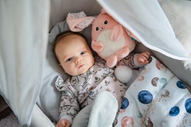 Szumisie, Szumiący Królik Miluś z czujnikiem snu 3w1, szum, kołysanki, muzyka klasyczna, różowy