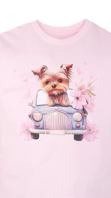 T-shirt dziewczęcy, różowy, Tup Tup