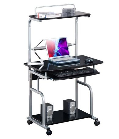 Techly, biurko komputerowe, mobilne z nadstawką