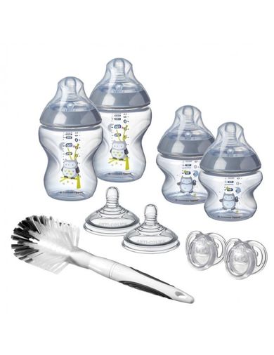 Tommee Tippee, zestaw startowy butelek dla noworodka, boy, 4 szt. + szczotka i smoczek