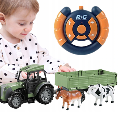 Traktor R/C z przyczepą i zwierzętami