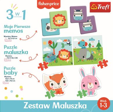 Trefl, Fisher-Price, Zestaw maluszka 3w1, puzzle i memory