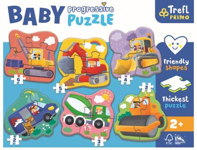Trefl, Primo, Baby Progressive, Pojazdy, puzzle, 2, 3, 4, 5 i 6 elementów