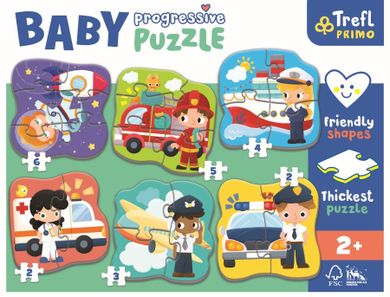 Trefl, Primo, Baby Progressive, Zawody i pojazdy, puzzle, 2, 3, 4, 5 i 6 elementów