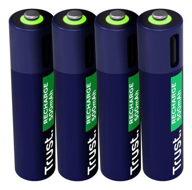 Trust, USB-C Rechargeable Batteries, baterie AAA, 4 szt.
