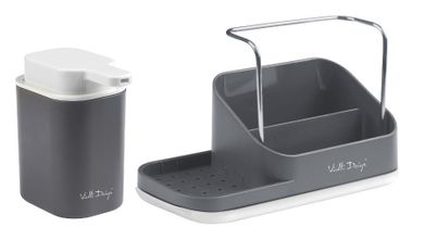 Vialli Design, Livio Duo, organizer kuchenny z dozownikiem na płyn, szary