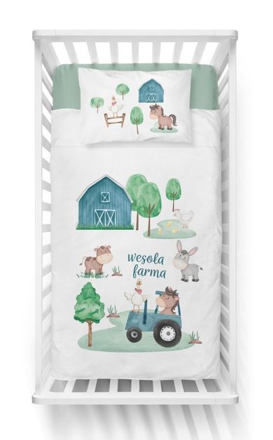 Wiejska Farma, 2-częściowy komplet pościeli, niebieski, 90-120 cm