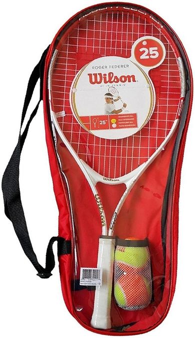 Wilson, Roger Federer Starter Set, rakieta do tenisa, zestaw z bidonem i piłkami, 25''