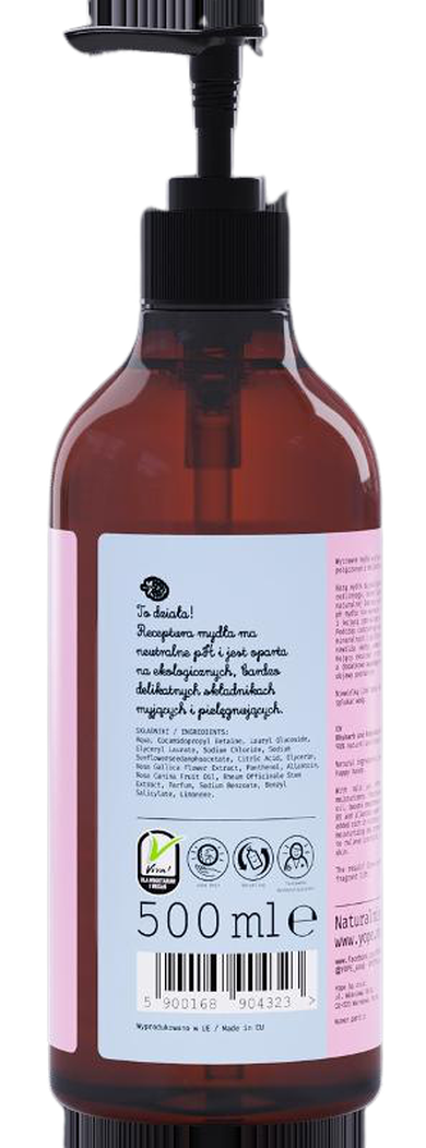 Yope, mydło kosmetyczne, rabarbar i róża, 500 ml