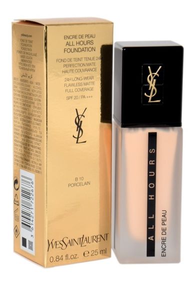 Yves Saint Laurent, Encre De Peau All Hours Foundation, podkład do twarzy z filtrem SPF20, B10 Porcelain, 25 ml