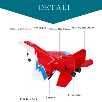 Zdalnie sterowany samolot latający, 2.4GHZ, czerwony, ZY-740