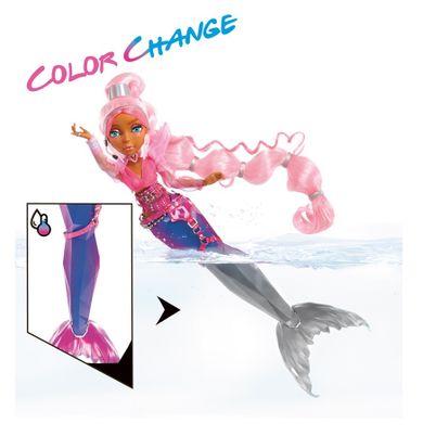 Mermaze Mermaidz, Syrenka Harmonique, lalka modowa zmieniająca kolor, pink