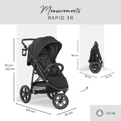 Hauck, Rapid 3R, wózek spacerowy, black