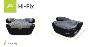 4BABY, Hi-Fix, I-size, podstawka samochodowa, black, 125-150 cm