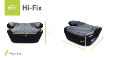 4BABY, Hi-Fix, I-size, podstawka samochodowa, graphite, 125-150 cm