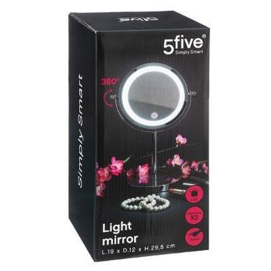 5five Simply Smart, podświetlane lusterko kosmetyczne led, okrągłe, na metalowej podstawie