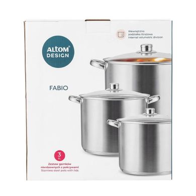 Altom Design, Fabio, komplet garnków nierdzewnych, wysokich, 6 elementów