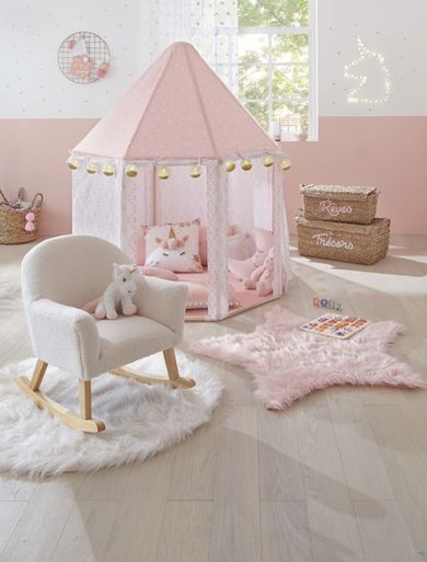 Atmosphera for kids, tablica na zdjęcia okrągła, metalowa kratka z pomponami, ø 40 cm, złota