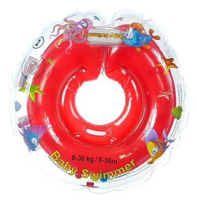 Baby Swimmer, dmuchany kołnierz do pływania z grzechotką, okrągły, 6-36 kg