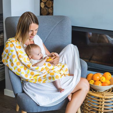 BabyOno, otulacz bambusowy z grzechotką, orange, 120-120 cm