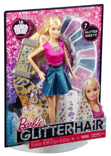 Barbie, Brokatowe włosy, zestaw fryzjerski z lalką