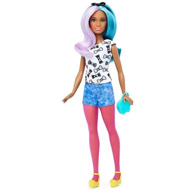 Barbie Fashionistas, Modne przyjaciółki, 42 Blue Violet, Petite, lalka z ubrankami, zestaw