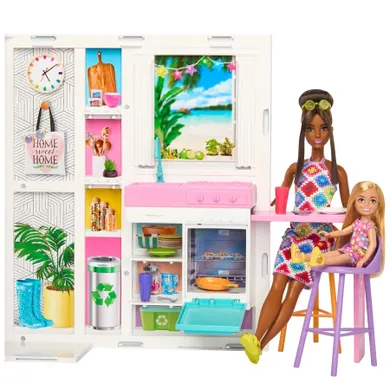 Barbie Fashionistas, przytulny domek dla lalek z akcesoriami, zestaw bez lalek