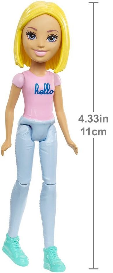 Barbie, On the Go, lalka w różowej bluzce z napisem Hello