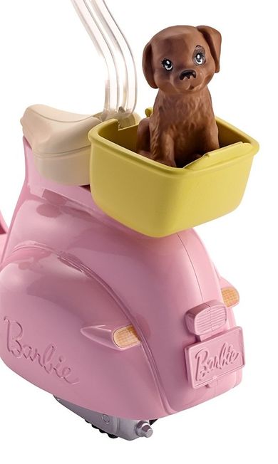 Barbie, skuter ze szczeniaczkiem