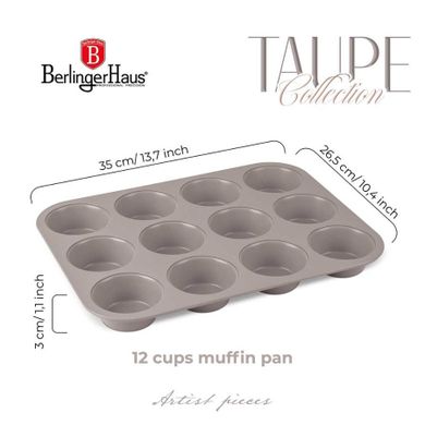Berlinger Haus, forma tytanowa do 12 muffinek, taupe