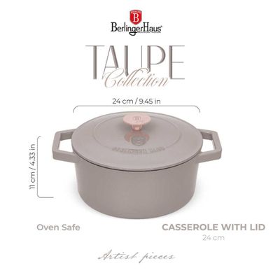 Berlinger Haus, garnek żeliwny, taupe, 24 cm, 4,35l