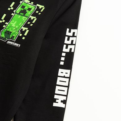 Bluza chłopięca z kapturem, rozpinana, czarna, Minecraft