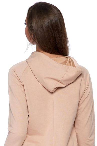 Bluza damska z kapturem, beżowa, anioł, Moraj