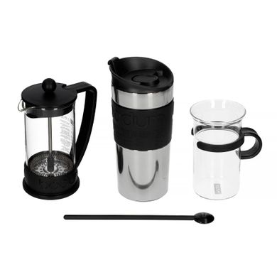 Bodum, Coffee Set, zaparzacz do kawy + kubek termiczny + szklanka + łyżka, zestaw