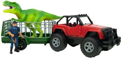 Boley, pojazd z przyczepą i figurką dinozaura