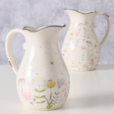 Boltze Home, wazon ceramiczny typu dzbanek, Florina, biały, wys. 18 cm