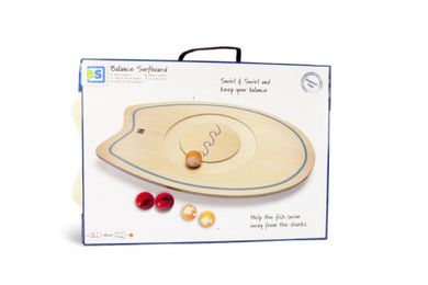 BS Toys, drewniana deska balansująca z kulkami XL, 48 cm